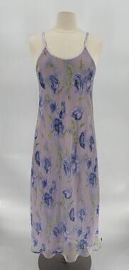Valerie Stevens Slip Dress Womens Small Purple Floral Y2K 90s Sleeveless Maxi